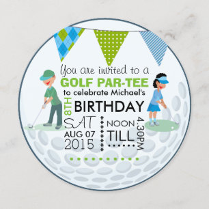 Invitation Enfants Golf Thème Anniversaire de la fête Photo