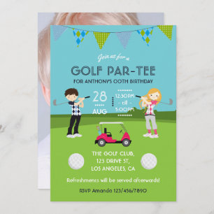 Invitation Enfants Golf Thème Anniversaire Fête Photo Invitat