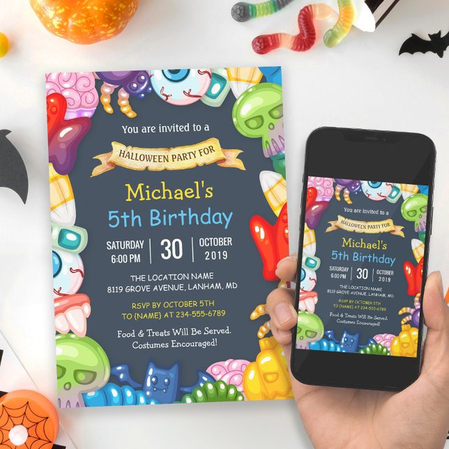 Invitation Enfants Halloween Anniversaire Fête Monstres color (Perfect choice for a fun and entertaining costume party.)