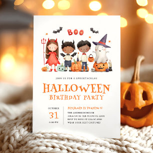 Invitation Enfants Halloween Anniversaire Soirée Cute Invitat