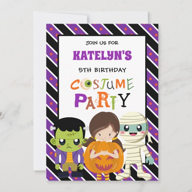 Invitation Enfants Halloween Costume fête 9e anniversaire (Devant)