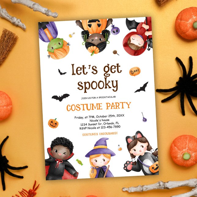 Invitation Enfants Halloween Costume Party Cute Funny Éffraya (Cute Halloween Birthday Costume Party Invitation)