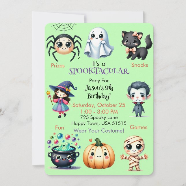 Invitation Enfants Halloween fête d'anniversaire (Devant)
