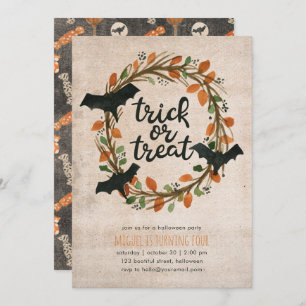 Invitation Enfants Halloween Fête d'anniversaire Trick Treat 