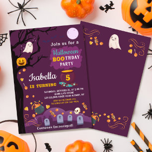Invitation Enfants Halloween fête d'anniversaire violet noir