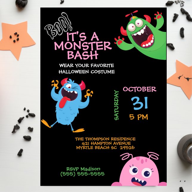 Invitation Enfants Halloween Monster Mash Bash Party (Créateur téléchargé)