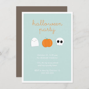 Invitation Enfants Halloween Party mignon crâne Citrouille fa