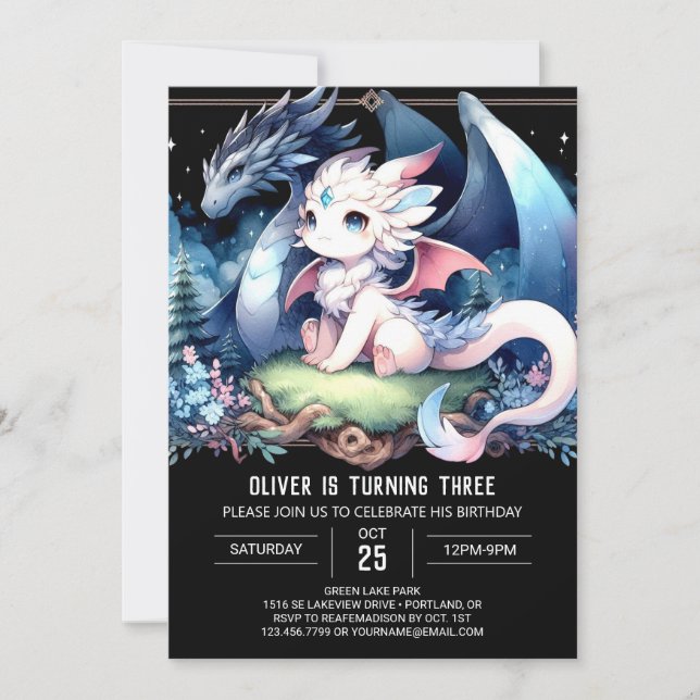 Invitation Enfants Imaginaire Dragon Anniversaire (Devant)