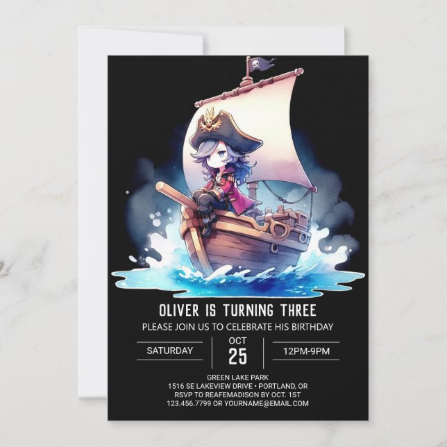 Invitation Enfants Imaginaire Pirate Anniversaire (Devant)