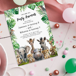 Invitation Enfants Joint Safari fête d'anniversaire