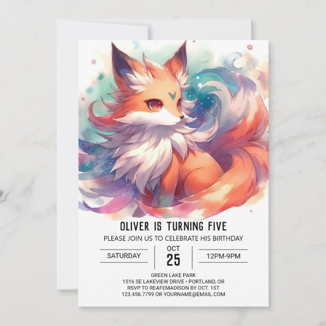 Invitation Enfants Joueurs Renard Anniversaire (Devant)