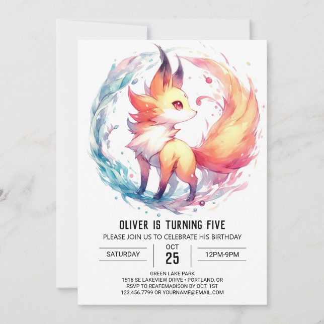Invitation Enfants Joueurs Renard Anniversaire (Devant)