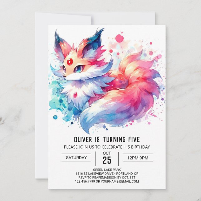 Invitation Enfants Joueurs Renard Anniversaire (Devant)