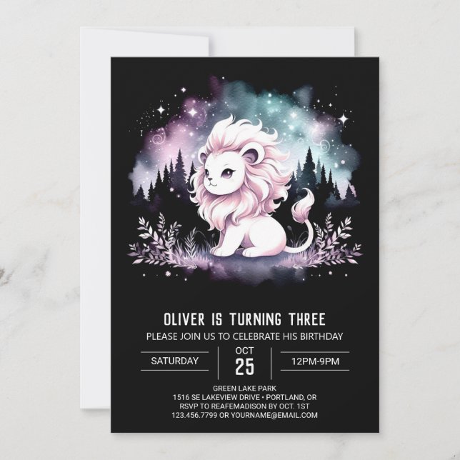 Invitation Enfants Lion magique Anniversaire (Devant)