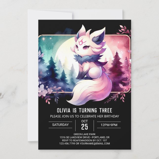 Invitation Enfants Loup heureux Anniversaire (Devant)
