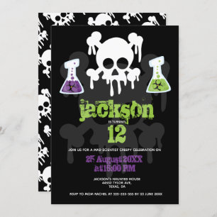Invitation Enfants Mad Scientifique Déplaisant Scull Custom A
