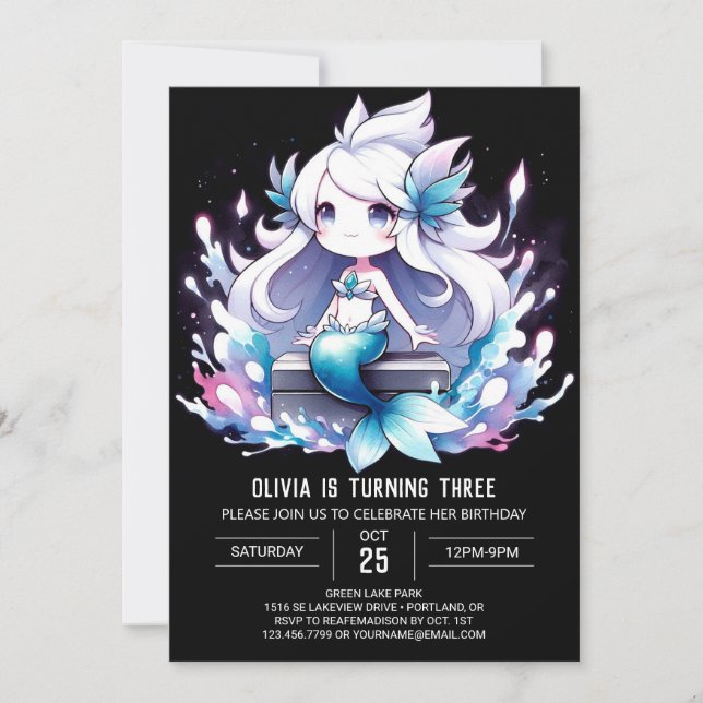 Invitation Enfants magiques Sirène Anniversaire (Devant)