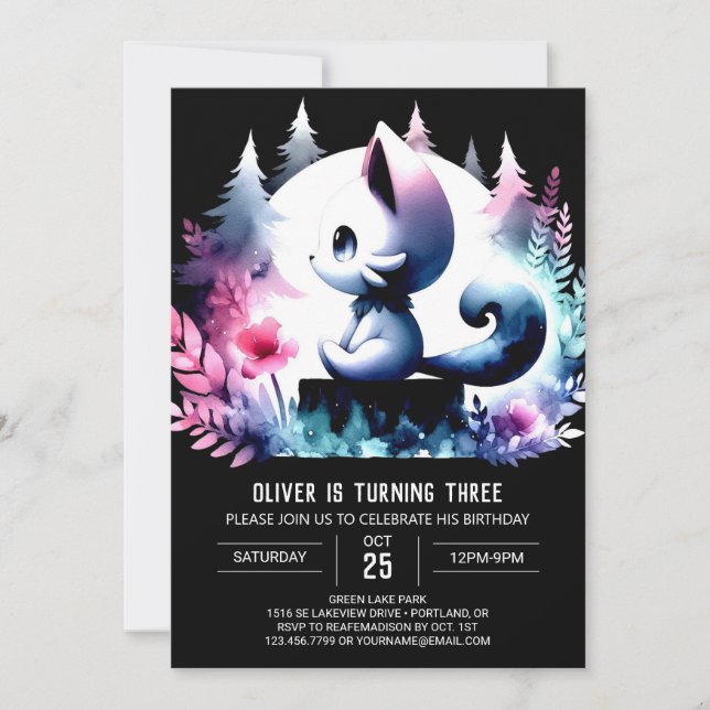 Invitation Enfants Majestic Chat Anniversaire (Devant)
