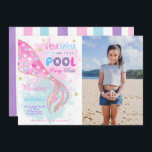 Invitation Enfants Mermaid & Piscine Avec Photo<br><div class="desc">Invitation Enfants Mermaid & Piscine Avec Photo</div>