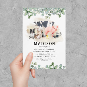 Invitation Enfants mignons Animaux de ferme Anniversaire Invi