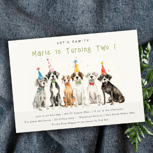 Invitation Enfants mignons Aquarelle Chien mou Fête d'anniver