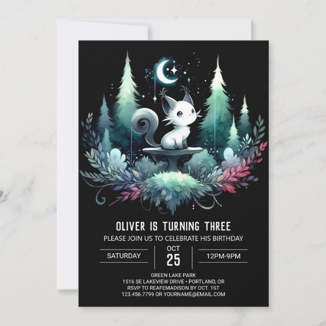 Invitation Enfants mignons Chat Anniversaire (Devant)