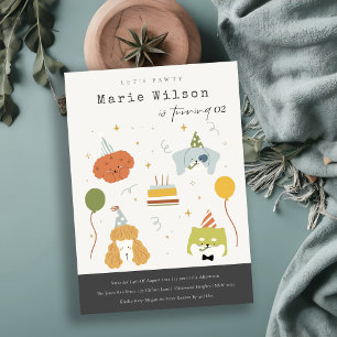 Invitation Enfants mignons Chiens de marionnettes pawty N'imp