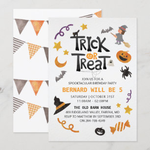 Invitation Enfants mignons Halloween Anniversaire Fête Invita