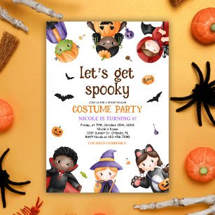 Invitation Enfants mignons Halloween Costume fête Anniversair