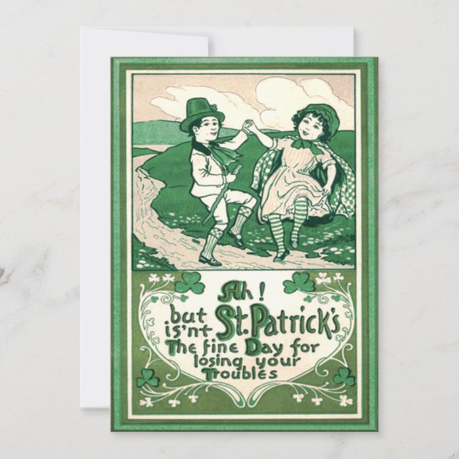 Invitation Enfants mignons Leprechaun Danse Shamrock (Devant)