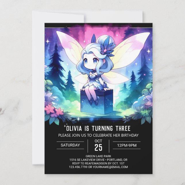 Invitation Enfants minimalistes Fairy Anniversaire (Devant)