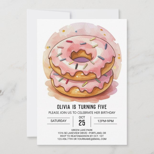 Invitation Enfants modernes Donuts Anniversaire (Devant)