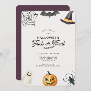 Invitation Enfants modernes Halloween Trick ou Treat Party In