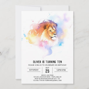 Invitation Enfants modernes Lion Anniversaire