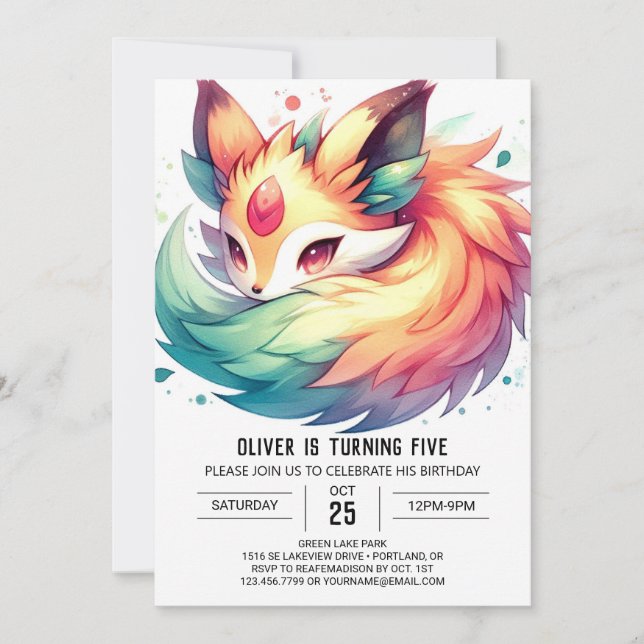 Invitation Enfants modernes Renard Anniversaire (Devant)