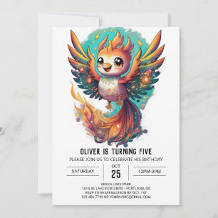Invitation Enfants Mythique Phoenix Boho Anniversaire
