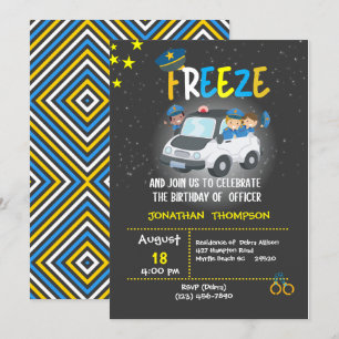 Invitation Enfants Officier de police Anniversaire Fête Invit