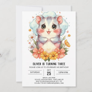 Invitation Enfants Pastel Hamster Anniversaire