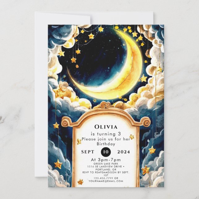 Invitation Enfants Pastel Moon Anniversaire (Devant)