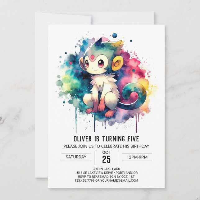 Invitation Enfants Pastel Singe Anniversaire (Devant)