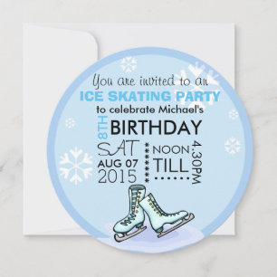 Invitation Enfants Patinage sur glace Anniversaire de fête Aj