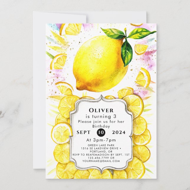 Invitation Enfants personnalisés Lemon Anniversaire (Devant)
