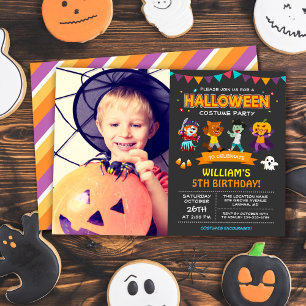 Invitation Enfants Photo Halloween Anniversaire Costume fête