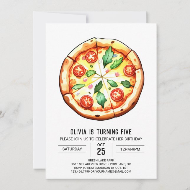 Invitation Enfants Pizza Imprimable Anniversaire (Devant)