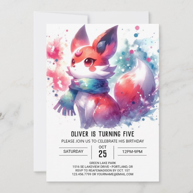 Invitation Enfants Renard rustique Anniversaire (Devant)