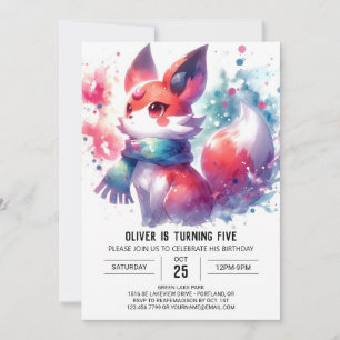 Invitation Enfants Renard rustique Anniversaire