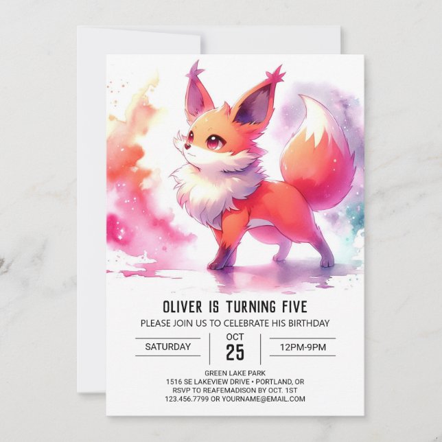 Invitation Enfants Renard rustique Anniversaire (Devant)