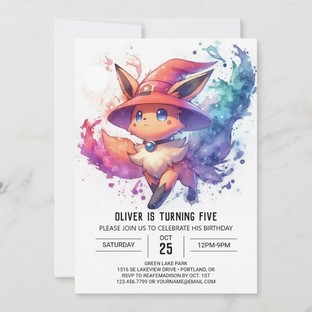 Invitation Enfants Renard Whimsical Anniversaire (Devant)