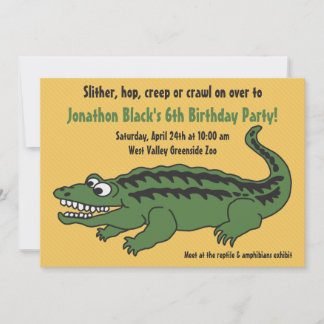 Invitation Enfants Reptile Alligator Anniversaire Fête Invita