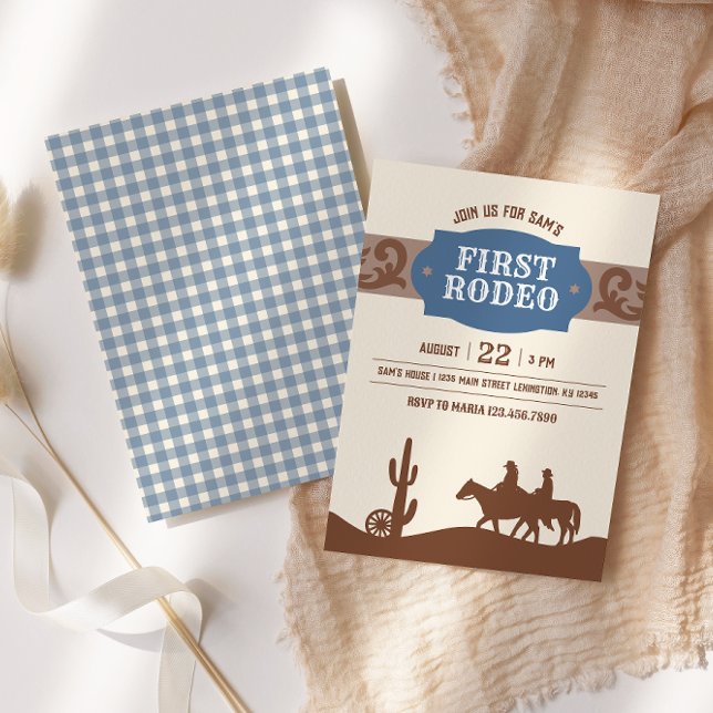 Invitation Enfants Rodeo Blue Western fête d'anniversaire (Créateur téléchargé)
